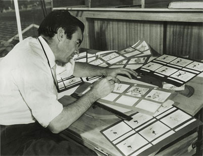 Gus McLaren animator, working on story boards, Warrandyte, Australia