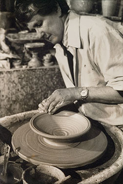 Elsa Arden, potter , throwing a wheel in her Warrandyte studio