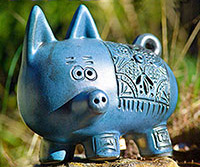 Blue Fat Piggy Bank