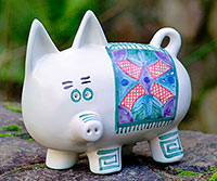 Coloured Fat Piggy Bank