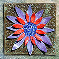 Brown flower tile with purple & red petals