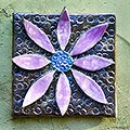 Brown flower tile with light purple petals