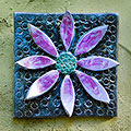 Blue flower tile with purple petals
